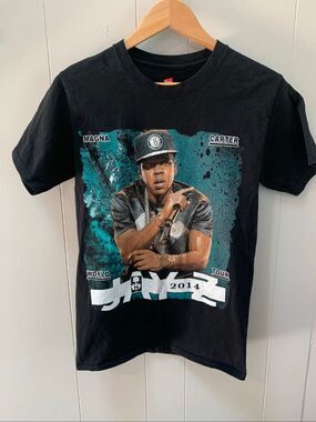 Jay Z World Tour 2014 Black Graphic Size S 100% Cotton Tee-Shirt